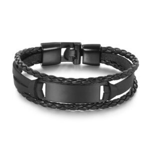 Stylish Black Leather Bracelet