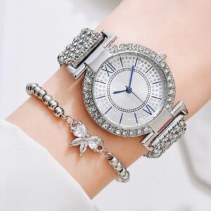 Silver Crystal-studded Women’s Watch