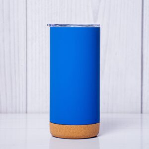 Premium Blue Insulated Tumbler with Natural Cork Base