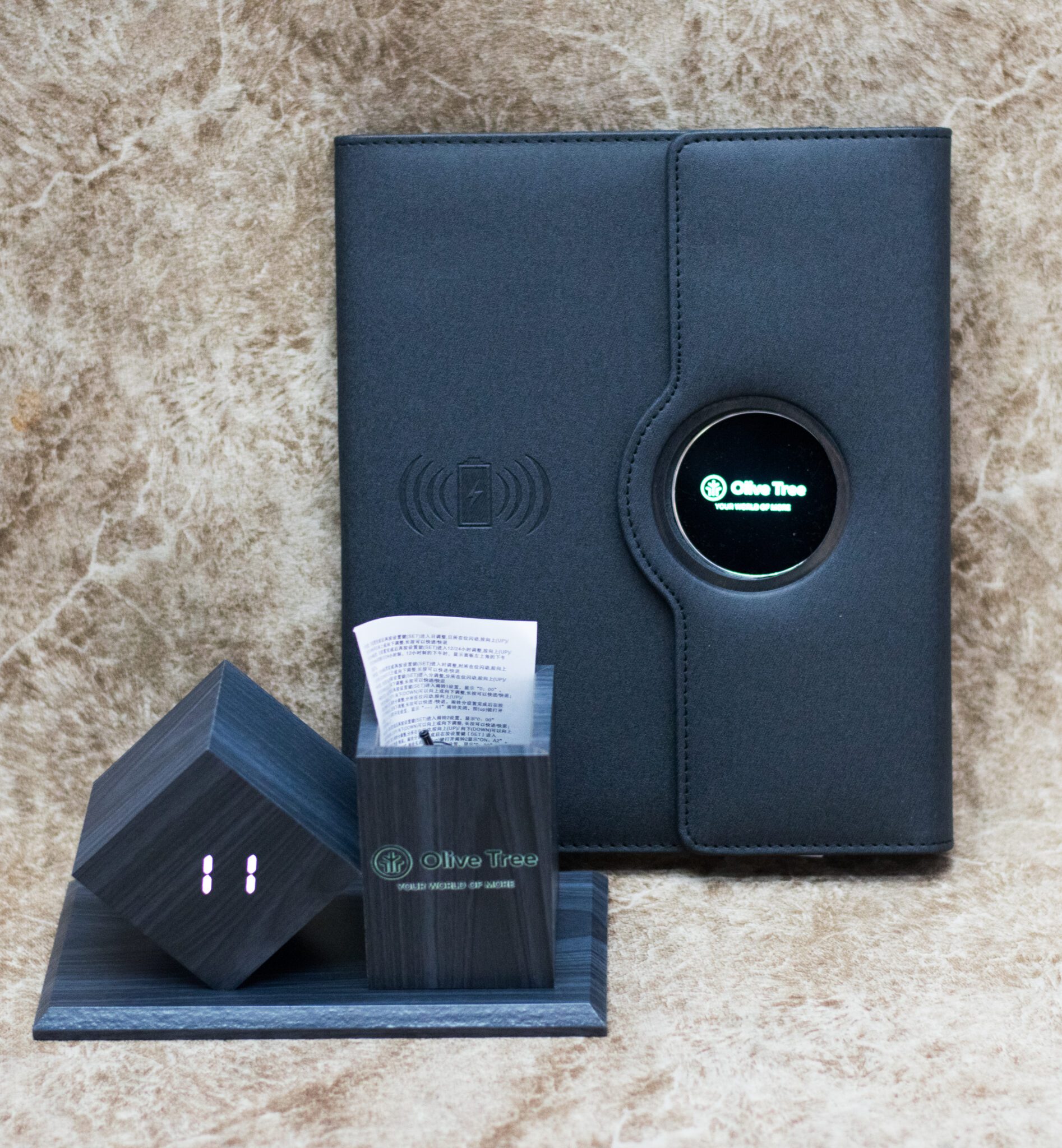 Smart Executive Notebook with Wireless Charging & Digital Clock – Premium Gift Set