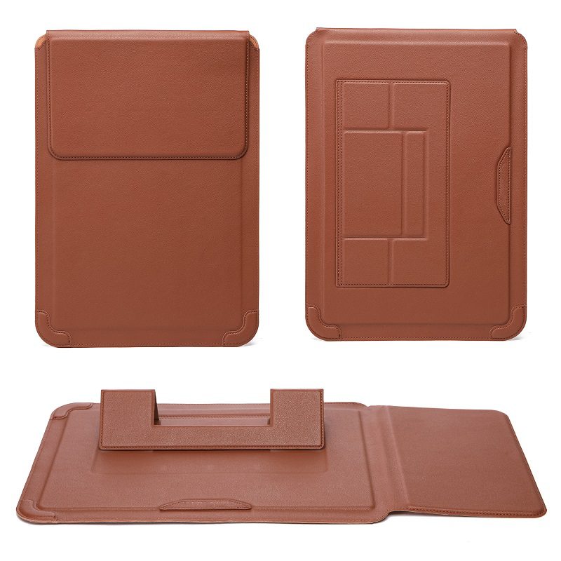 Premium Leather Laptop Sleeve with Multi-Angle Stand
