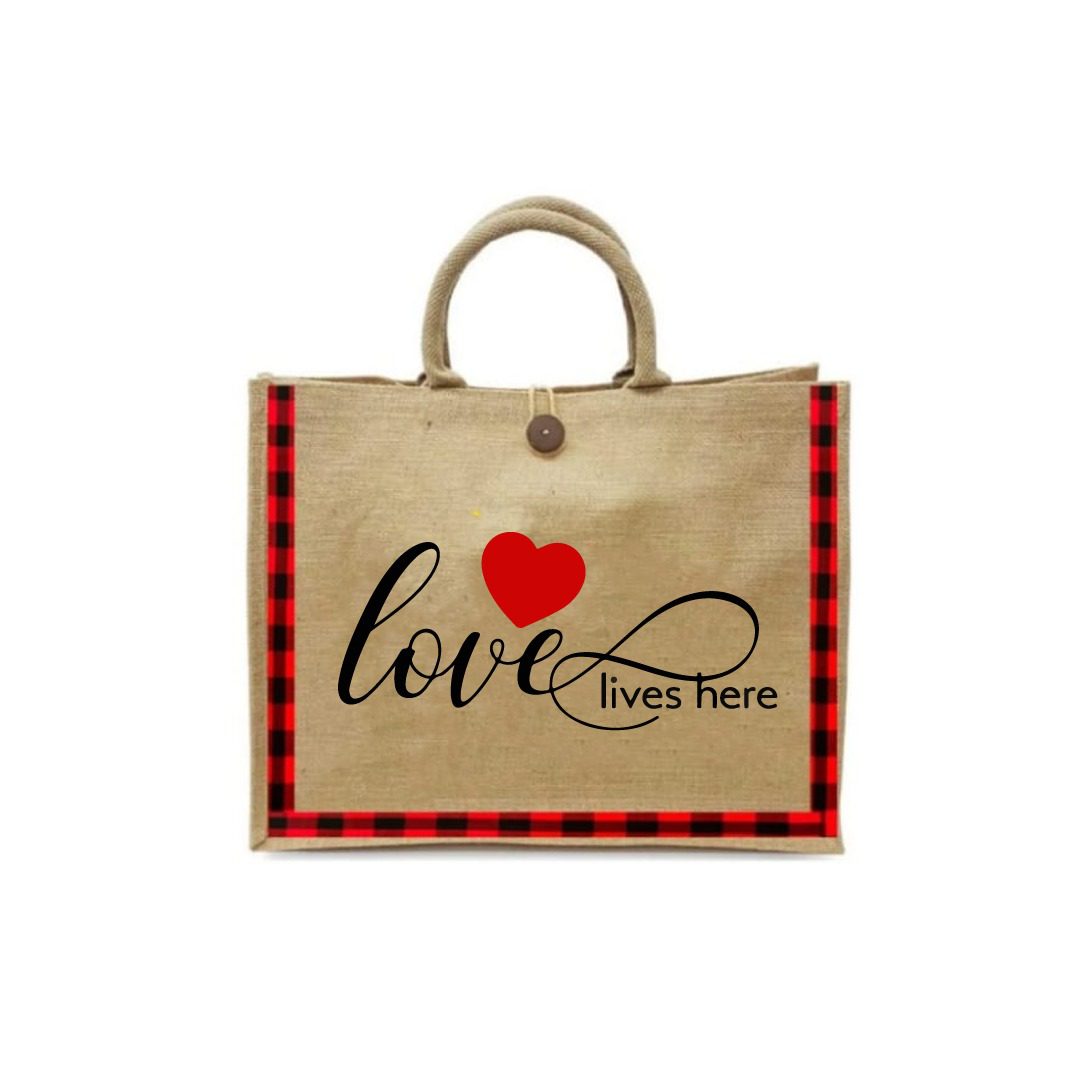 The Love Lives Here Eco-Jute Tote