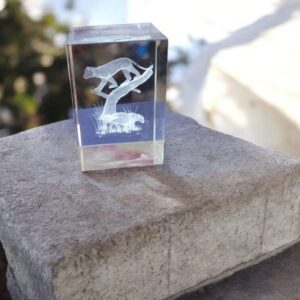 3D Laser-Engraved Crystal Leopard