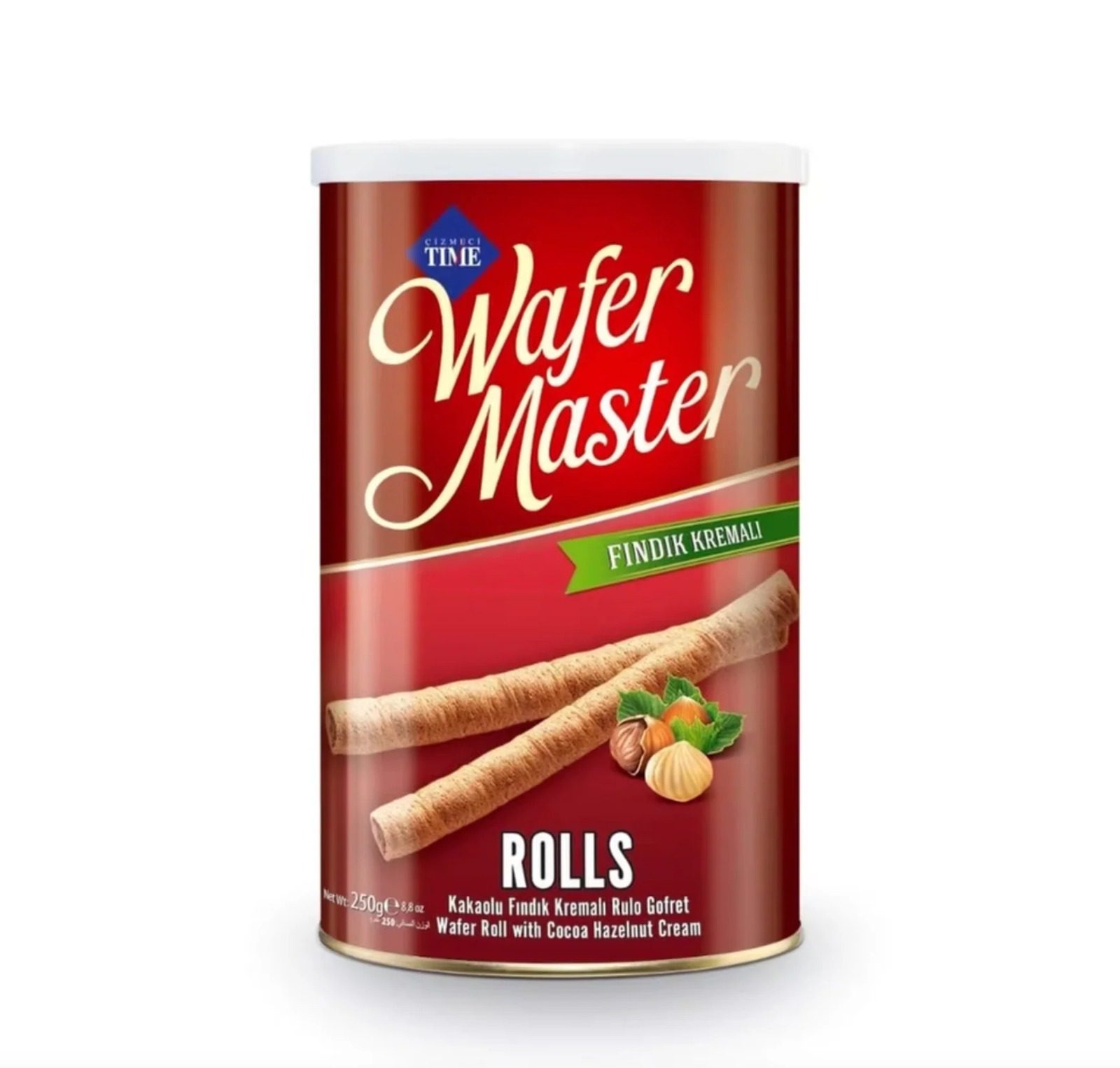 Wafer Master Hazelnut Rolls Tin 120g – Crispy, Creamy & Irresistible