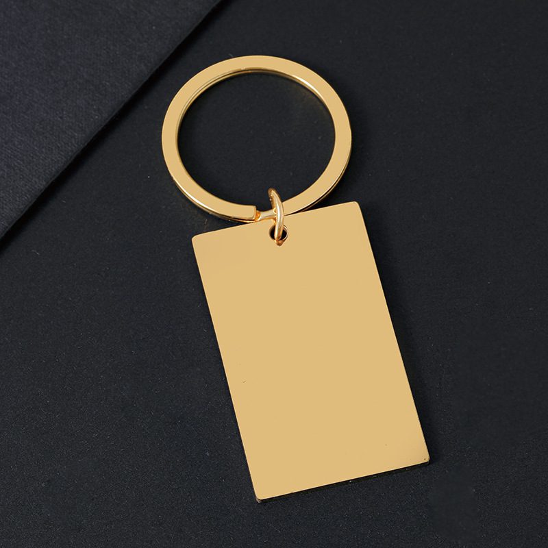 Premium Gold-Finished Rectangular Keychain
