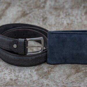 Handcrafted Leather Belt and Suede Wallet Set