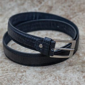 The Genuine Black Croc-Embossed Leather Belt