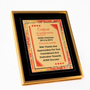 Premium Gold Certificate Plaque Frame