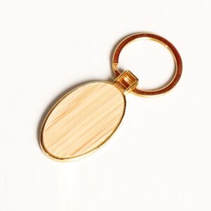 Oval Bamboo and Gold Keychain