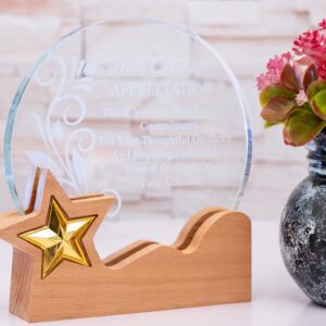 Custom-engraved Circular Glass Award