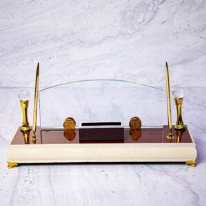 Premium Glass & Gold Desk Organizer Set