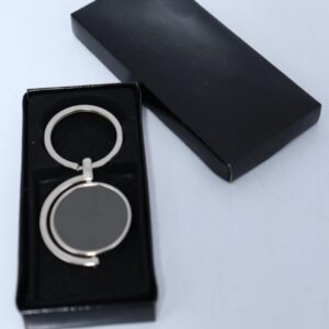 Rotating Chrome Circular Keychain