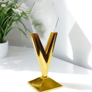 Elite V-Shape Gold & Glass Trophy