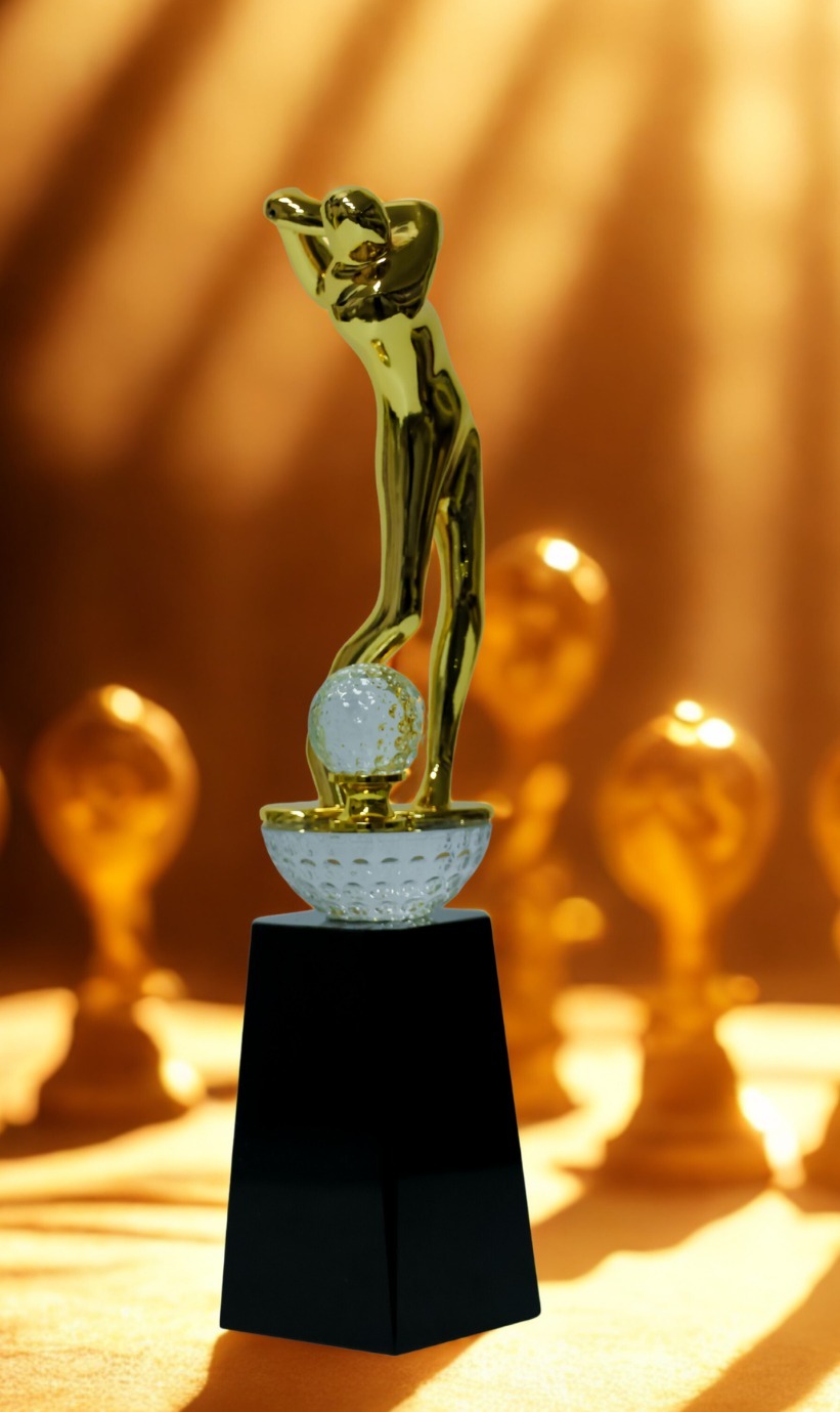 Premium Golden Golf Trophy