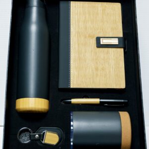 Eco-Premium Bamboo & Matte Black Corporate Gift Set
