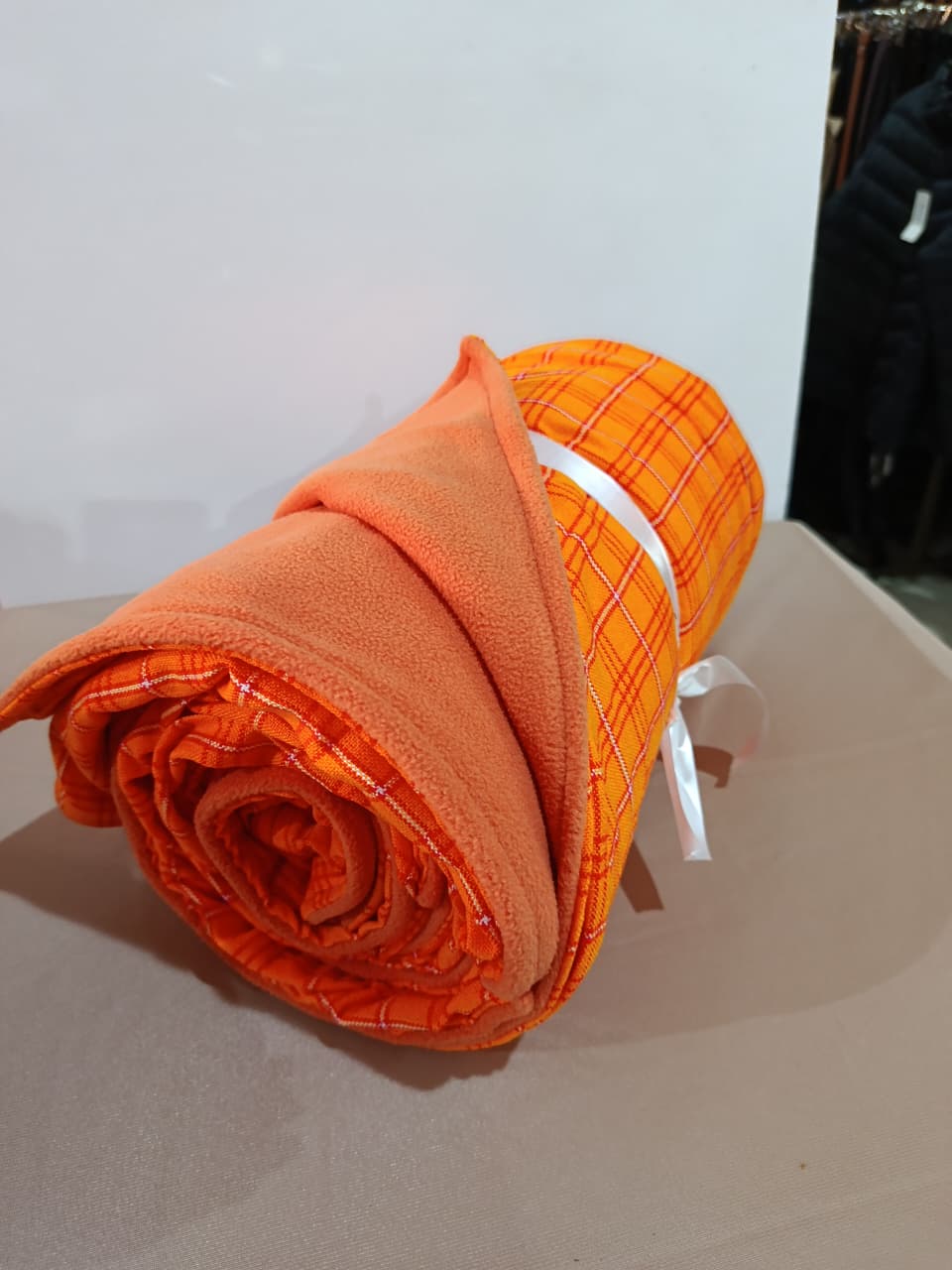 Ultimate Fleece Maasai Shuka Blanket (Orange Plaid)