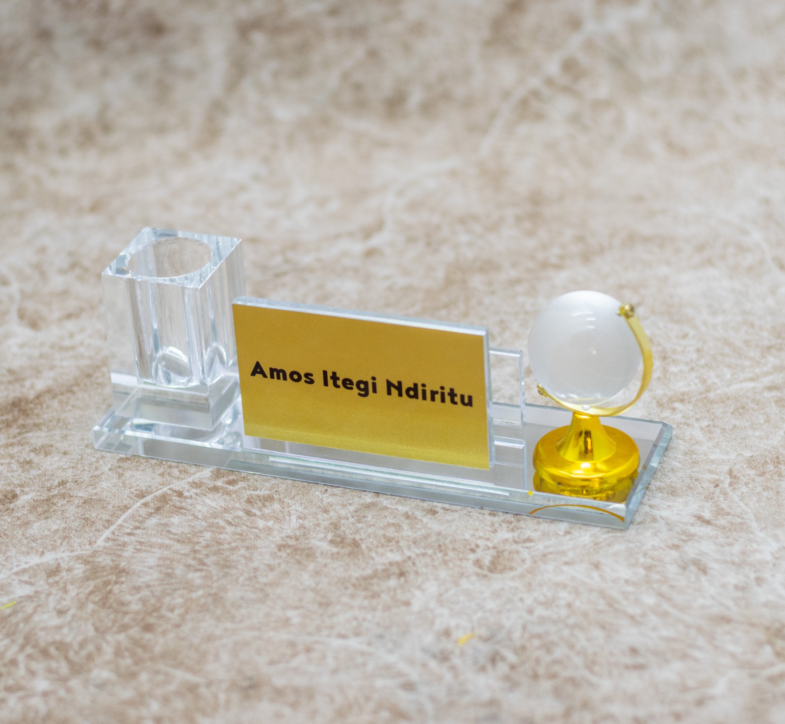 Crystal Glass Executive Desk Organizer