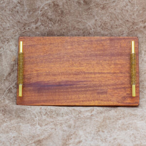 Ultimate Luxury Wooden Serving Tray with Beaded Gold Handles