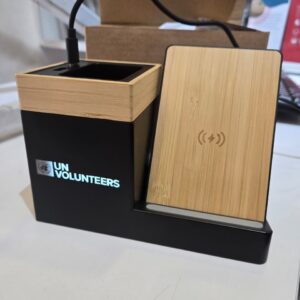 Eco-Friendly Bamboo Desk Organizer & Wireless Charger