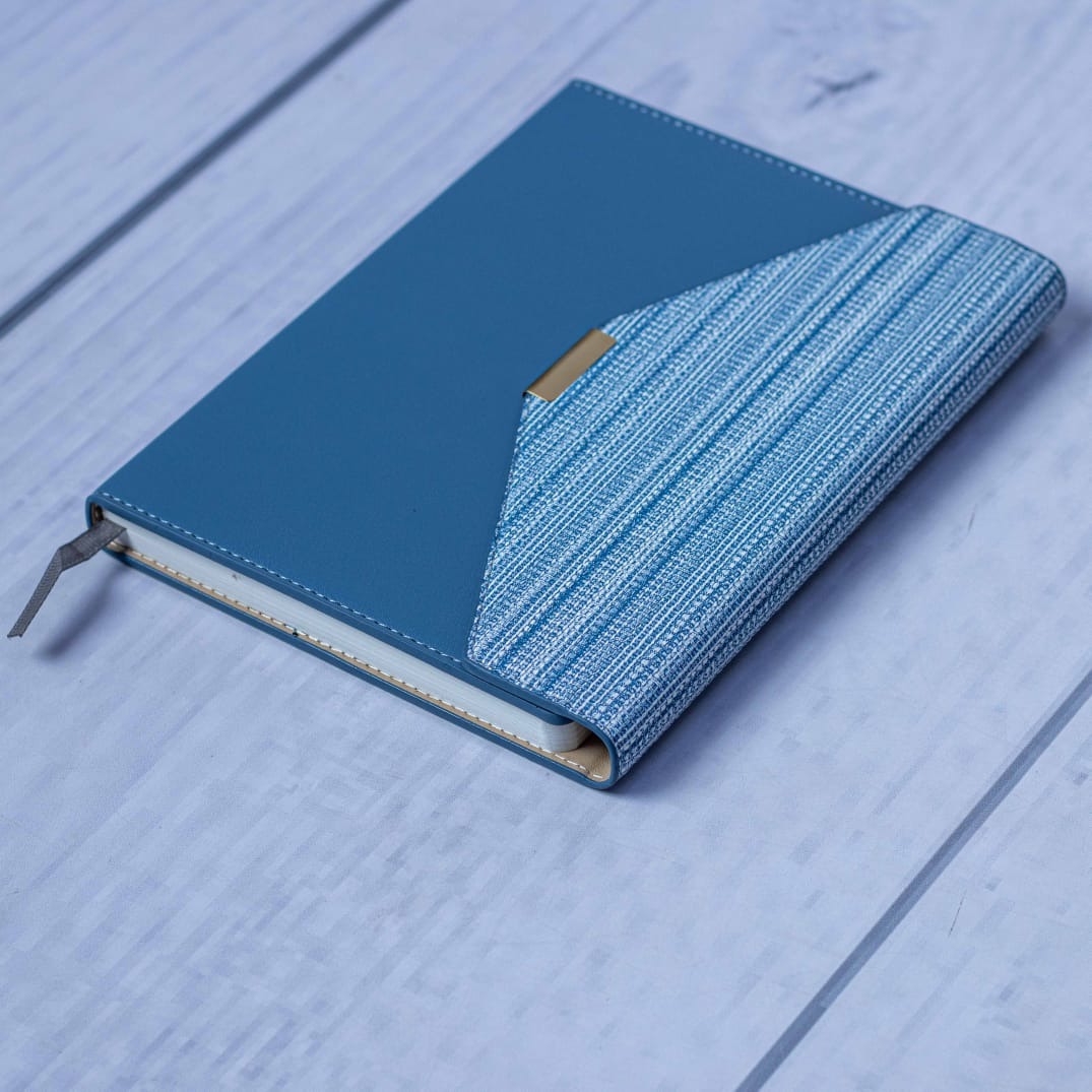 Premium Blue Mixed-Texture Executive Notebook