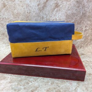 Custom Two-Tone Canvas and Leather Toiletry Bag