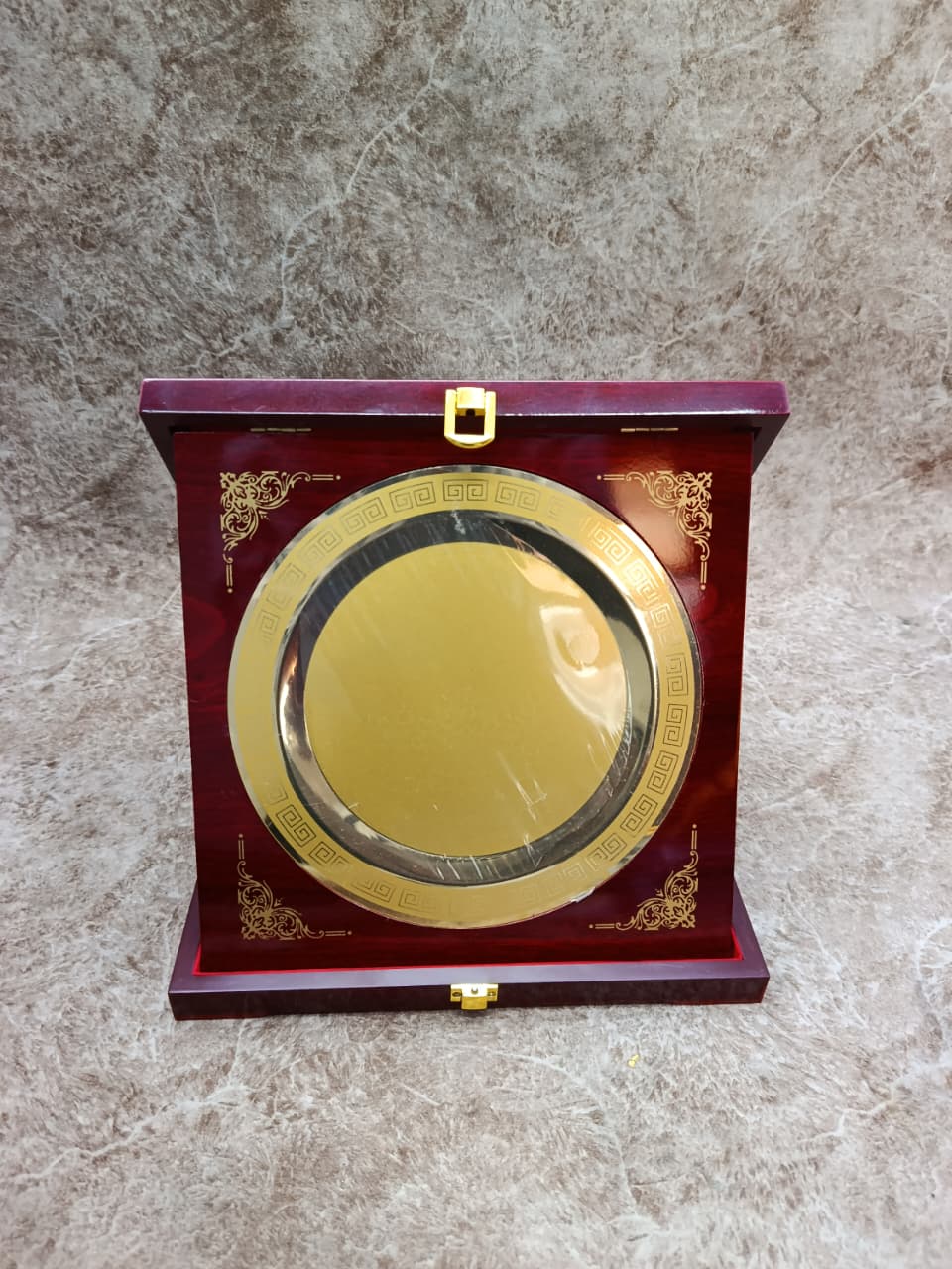 Gold and Wood Presentation Plaque