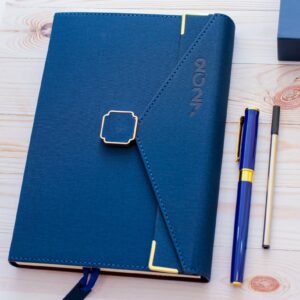Aura 2027 Executive Blue Leatherette Notebook and Pen Set