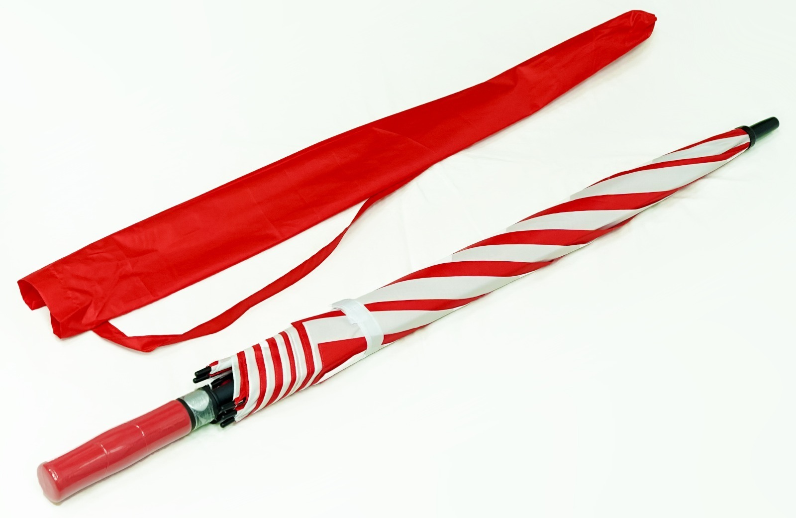 Red and White Striped Promotional Umbrella
