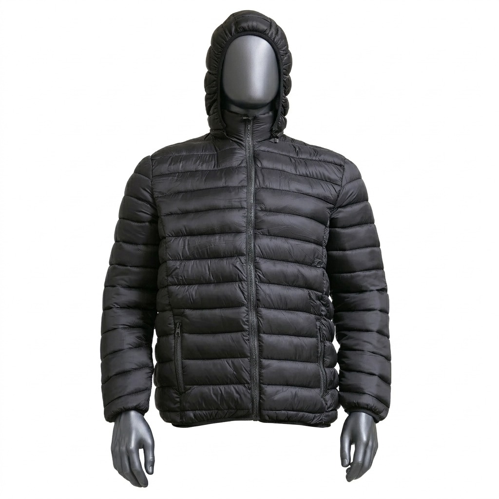  Black Hooded Puffer Jacket