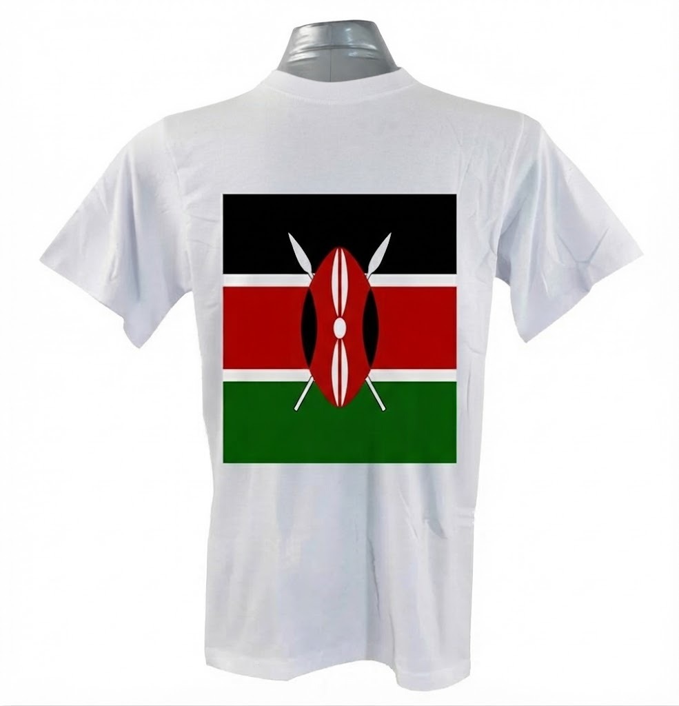 White T-shirt With the Kenyan Flag Print