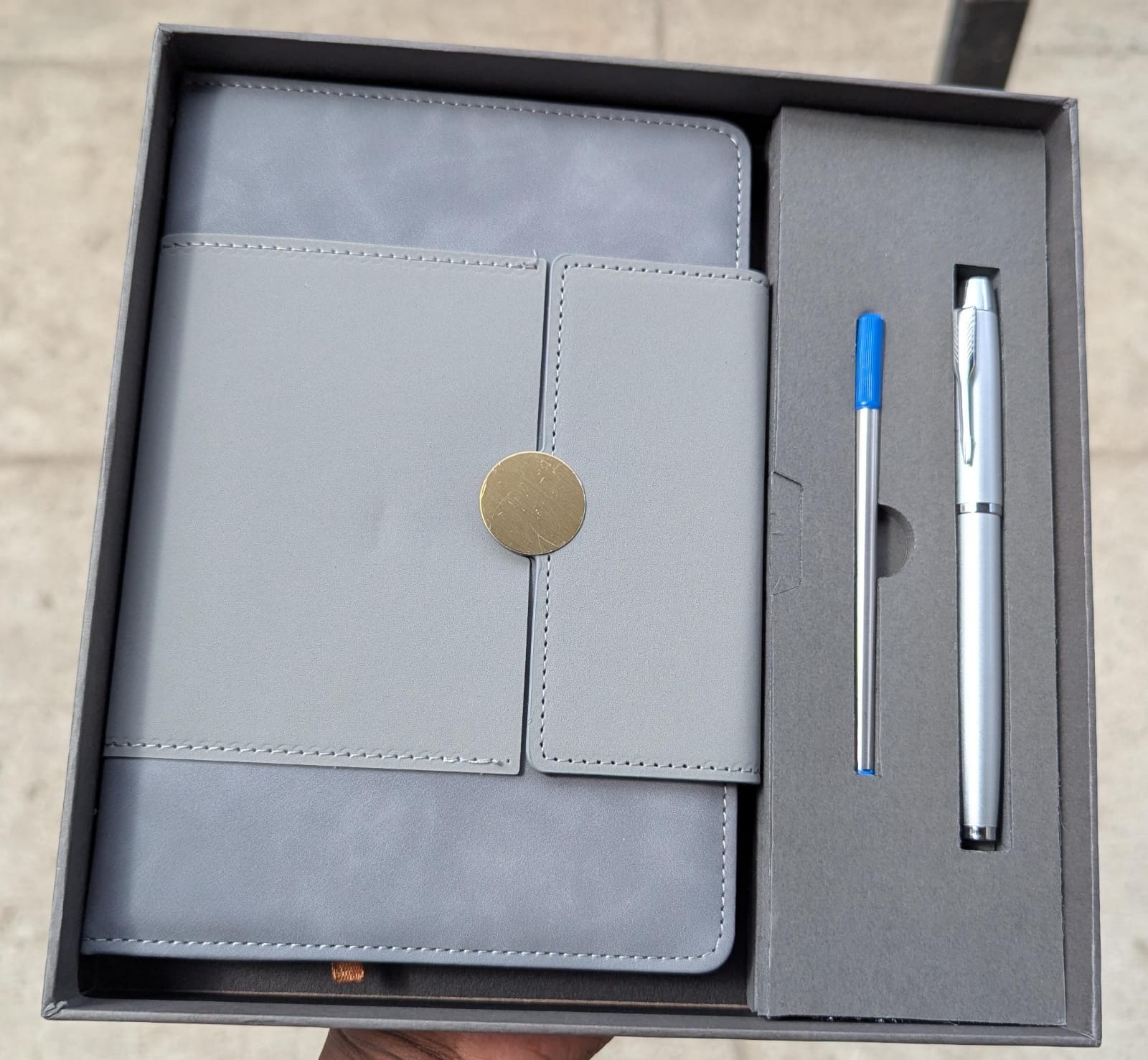 Grey Executive Notebook and Pen Gift Set