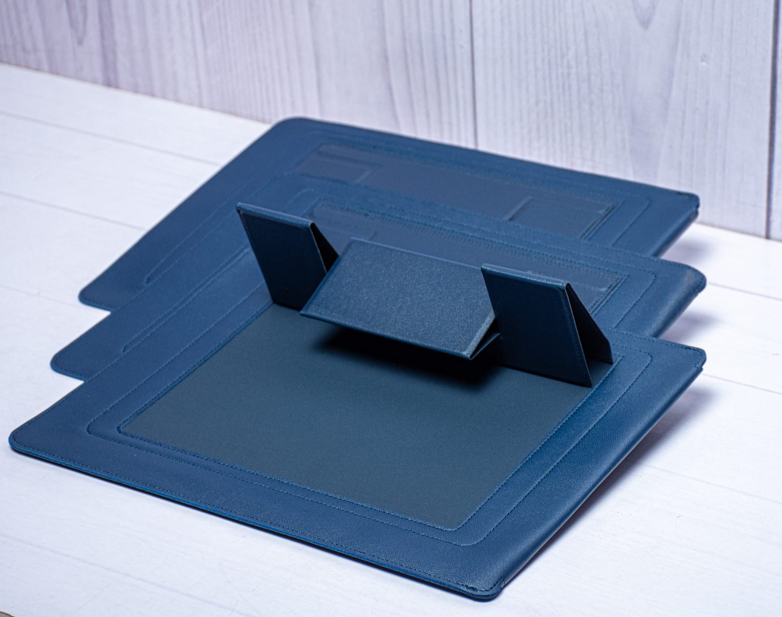 Navy Blue Leatherette Laptop Sleeve