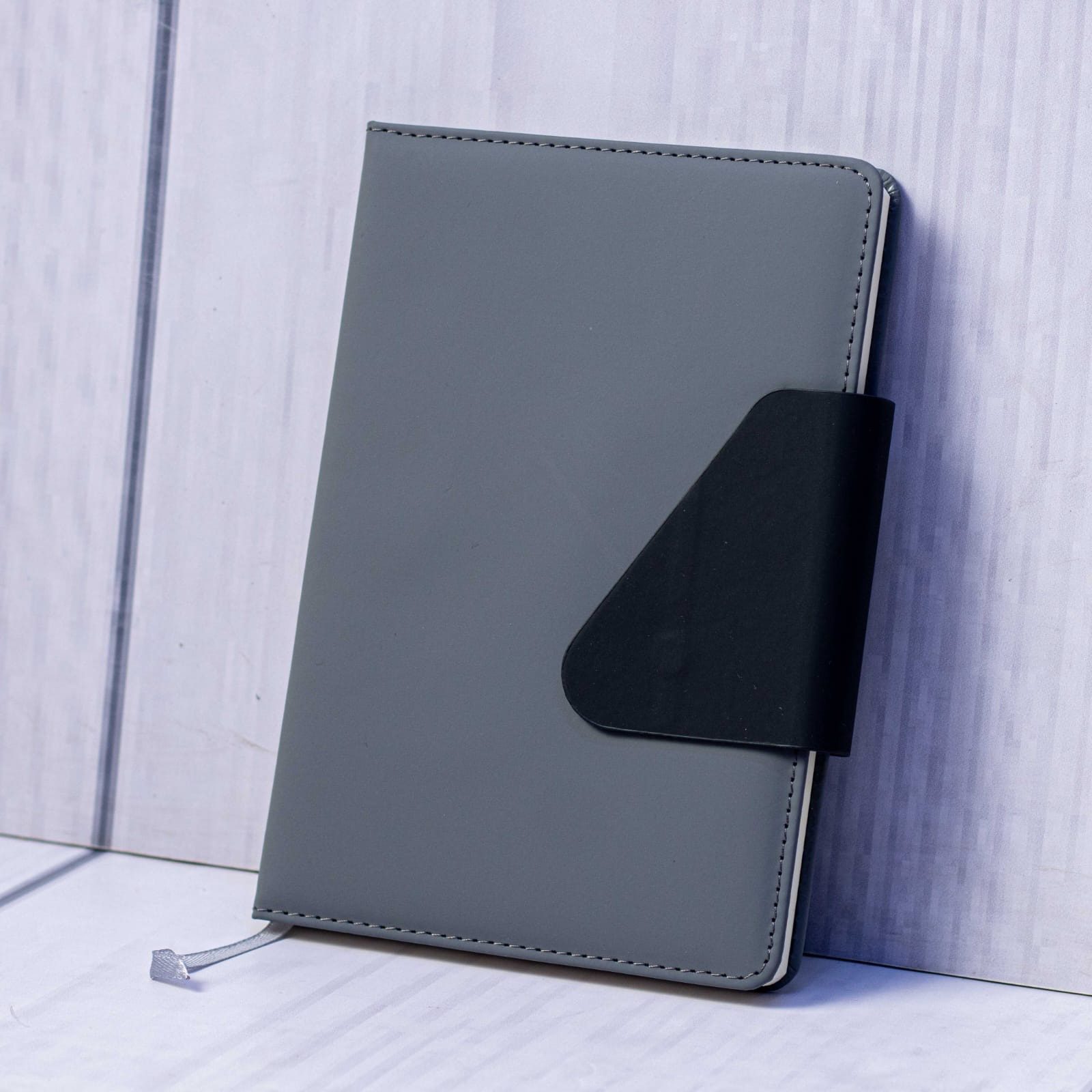 Executive Grey Leatherette Hardcover Notebook